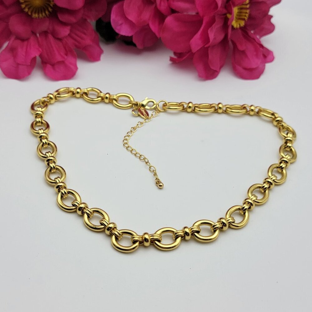 Express Gold Tone Circle Link Chain Necklace 19 Inch Adjustable
